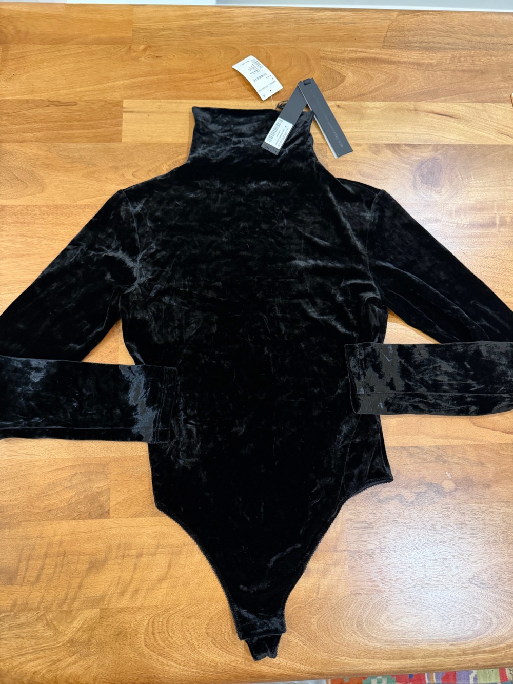 Unravel Project by Ben Taverniti Long Sleeve Black Velvet Bodysuit Size Medium